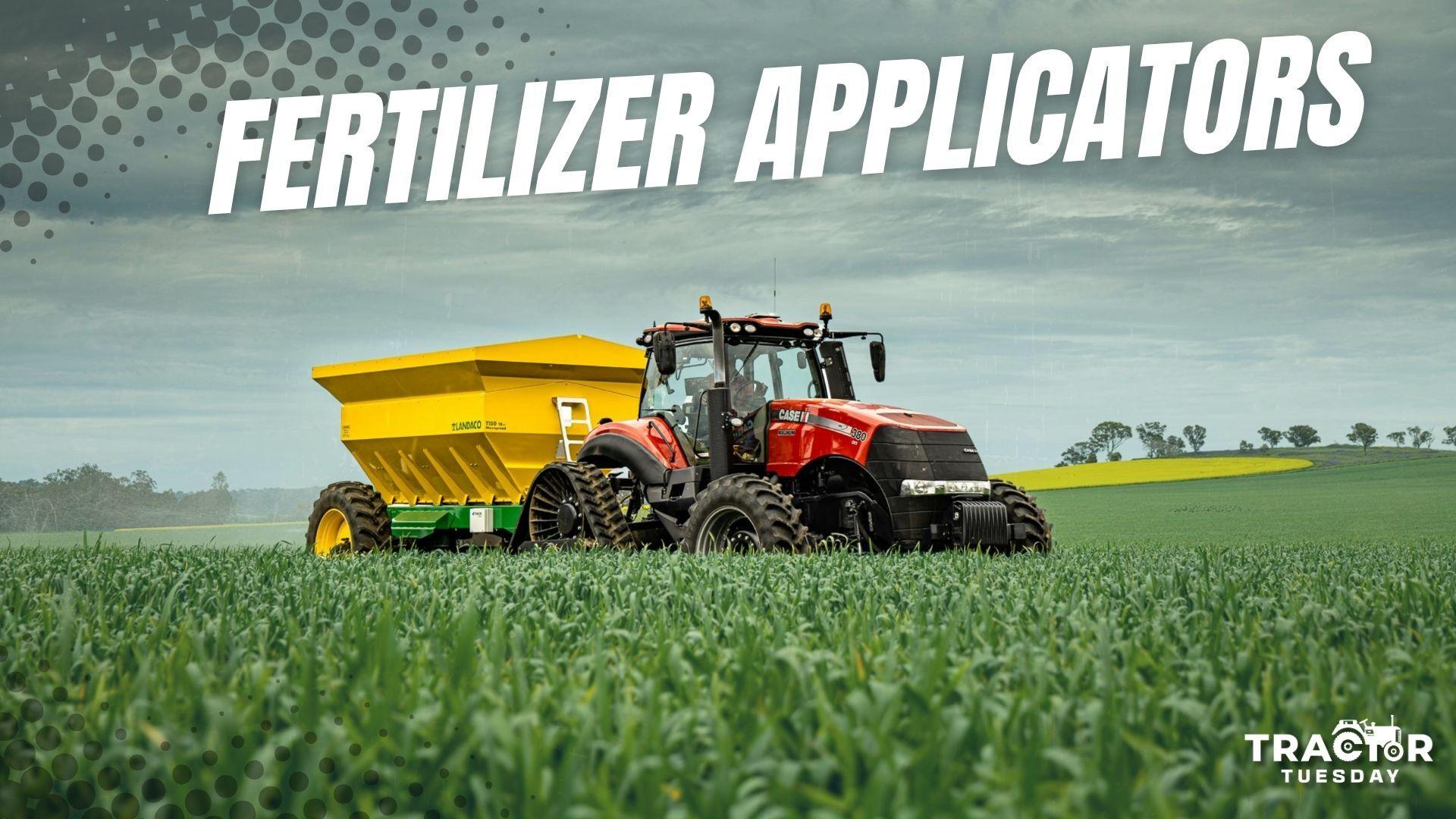 Fertilizer applicator in the green field working